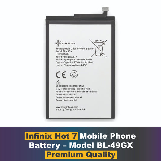 Infinix Hot 7 Play Battery BL-49GX Rechargeable Li-Polymer 4000mAh Pakistan