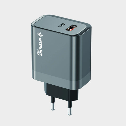 Interlink FLOW 35W Dual Port Fast Charging Adapter, a smart and efficient charging solution designed for today’s fast-moving digital lifestyle in Pakistan.