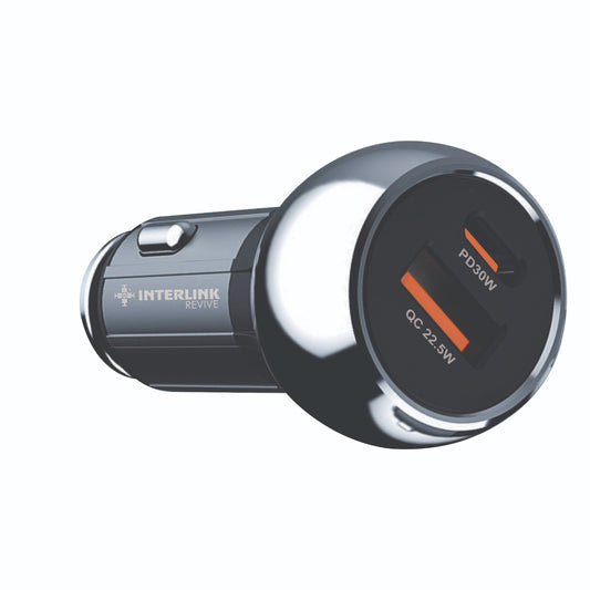 REVIVE Super Fast Car Adapter PD 30W Dual Port USB+Type-C