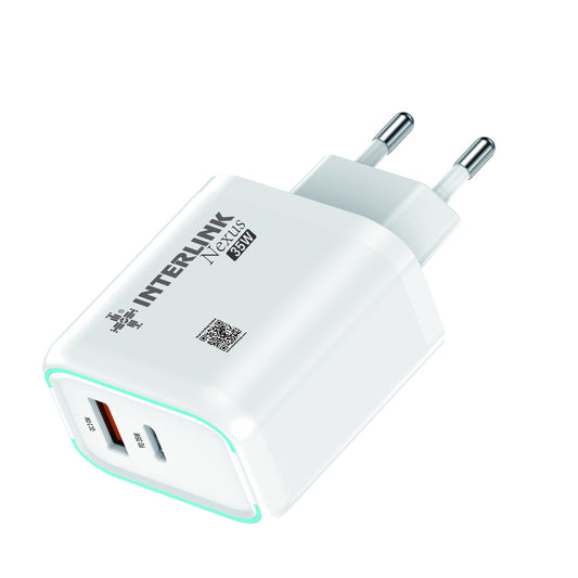 Interlink Nexus 35W Dual Port Fast Charging Adapter | Type-C + USB-A Buy Online in Pakistan