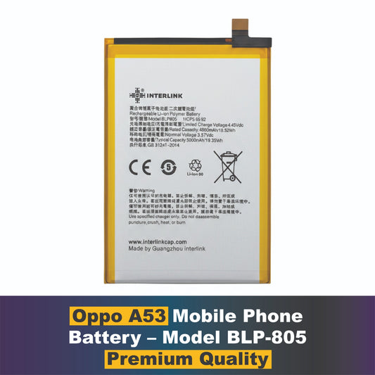 Oppo A53 Mobile phone Battery Model BLP-805