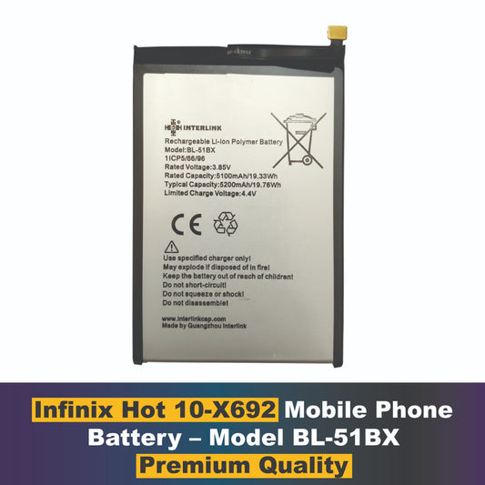 Infinix Hot 10-X692 -Note- Mobile Phone battery Model BL-51BX