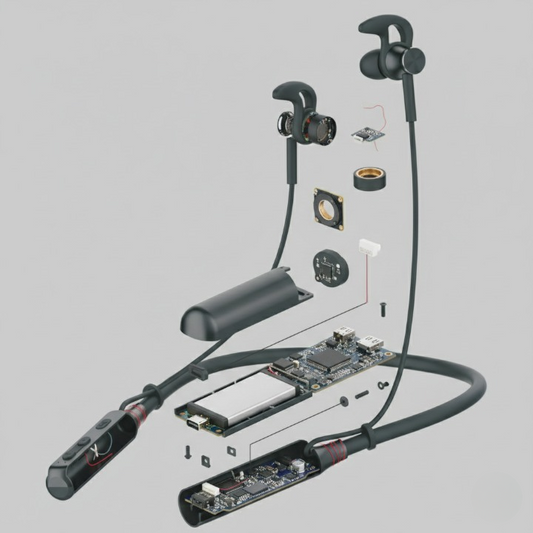 Whisper Neckband – Wireless Bluetooth Neckband with Built-in Mic & Flexible Design