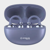 Interlink clip-on open ear wireless earbuds with charging case