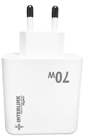 Interlink HYPER 70W Ultra Fast Adapter – USB-C + USB-A Dual Ports Power Adapter | Buy Online in Pakistan