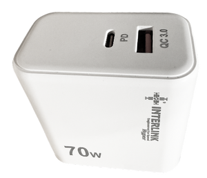 Interlink HYPER 70W Ultra Fast Adapter – USB-C + USB-A Dual Ports Power Adapter | Buy Online in Pakistan