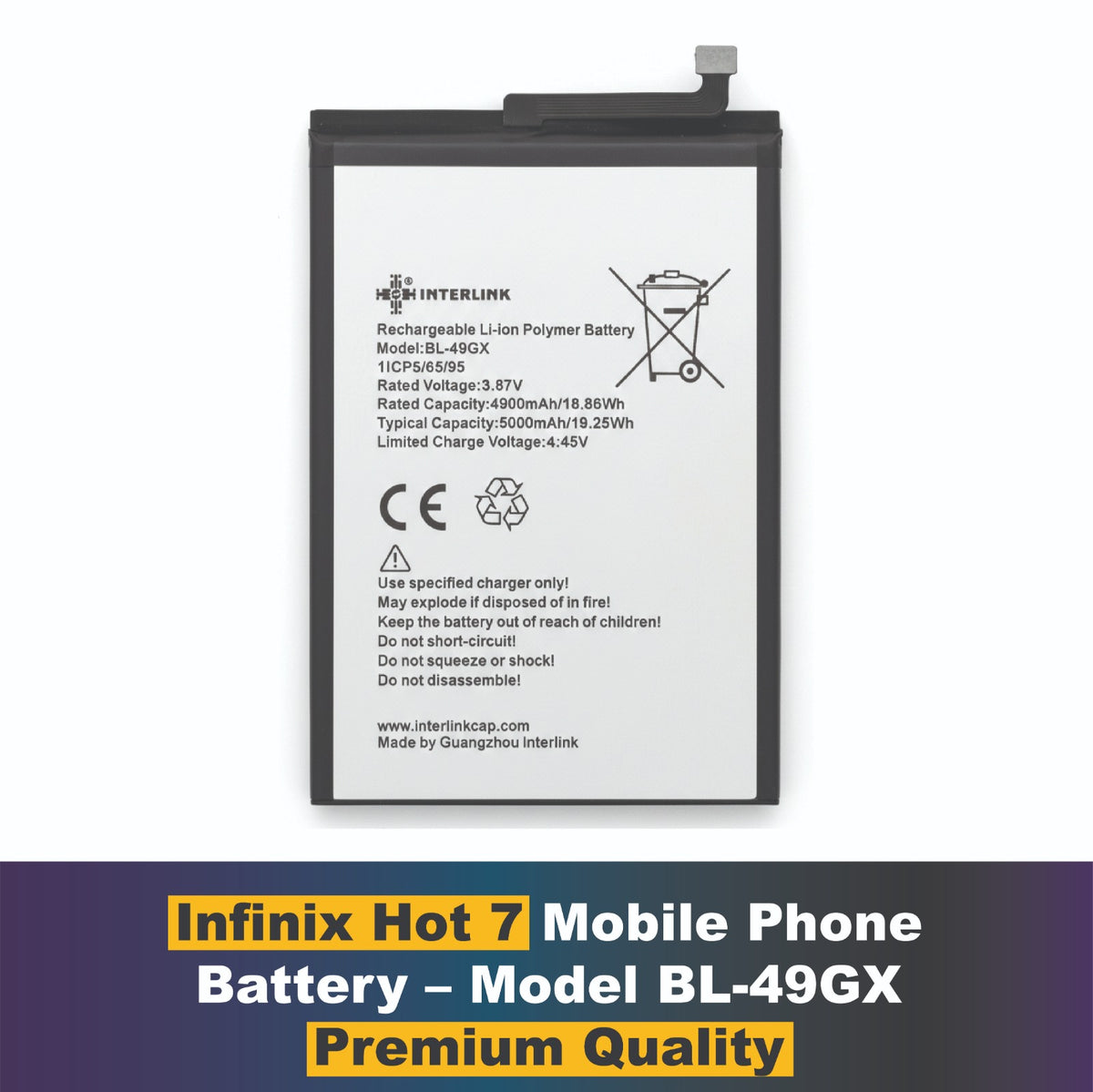 Infinix Hot 7 Play Battery BL-49GX Rechargeable Li-Polymer 4000mAh Pakistan