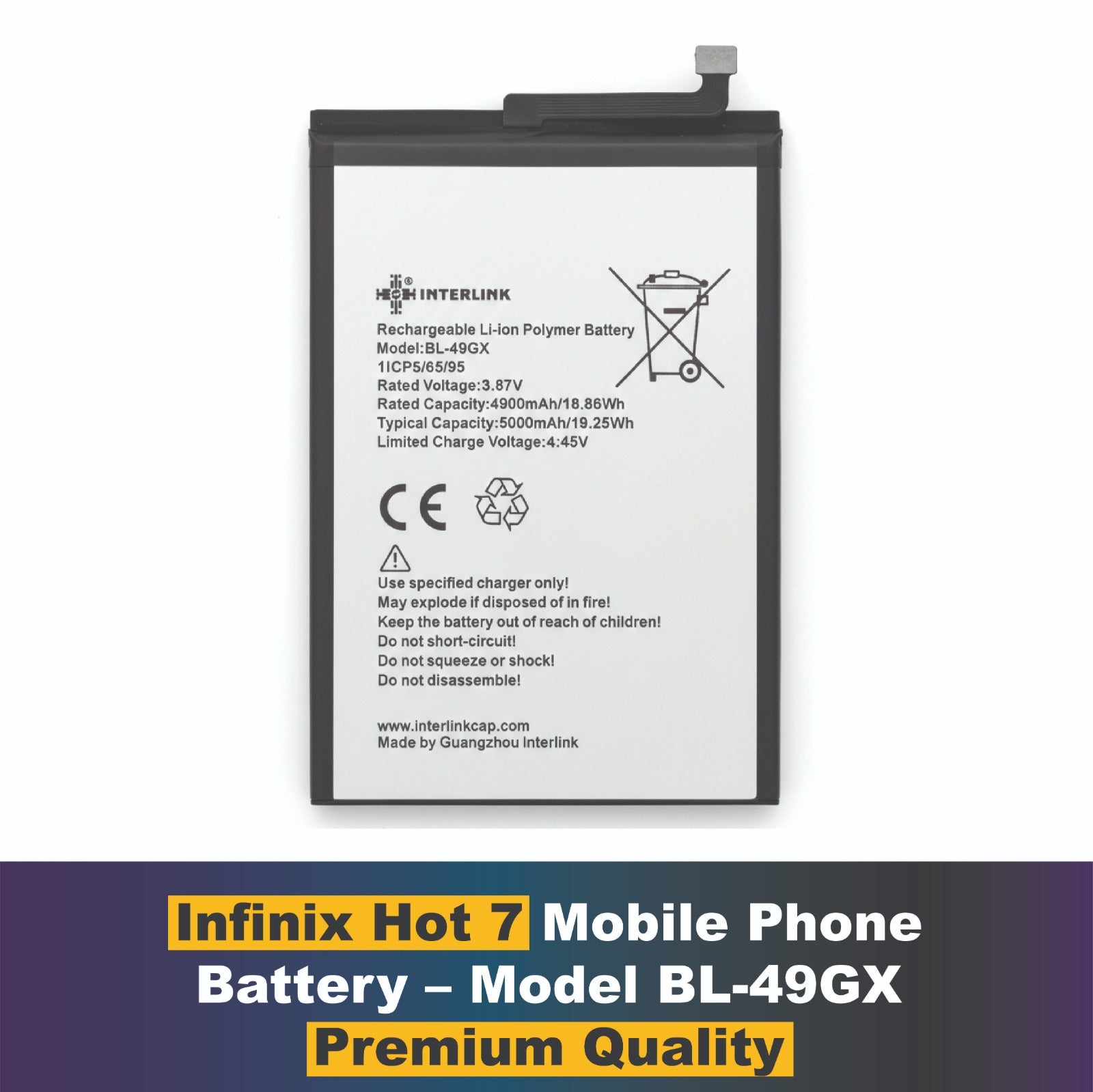 Infinix Hot 7 Play Battery BL-49GX Rechargeable Li-Polymer 4000mAh Pakistan