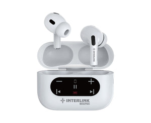 Interlink Music Pods Wireless Earbuds with SD Card Playback, Built-In Screen Controls and Type-C Charging