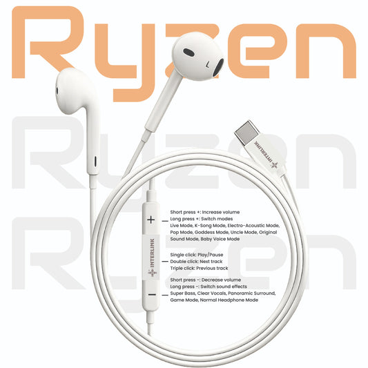 Ryzen Elite Type C VoiceChanger Handsfree ANC ENC Earphones Pakistan