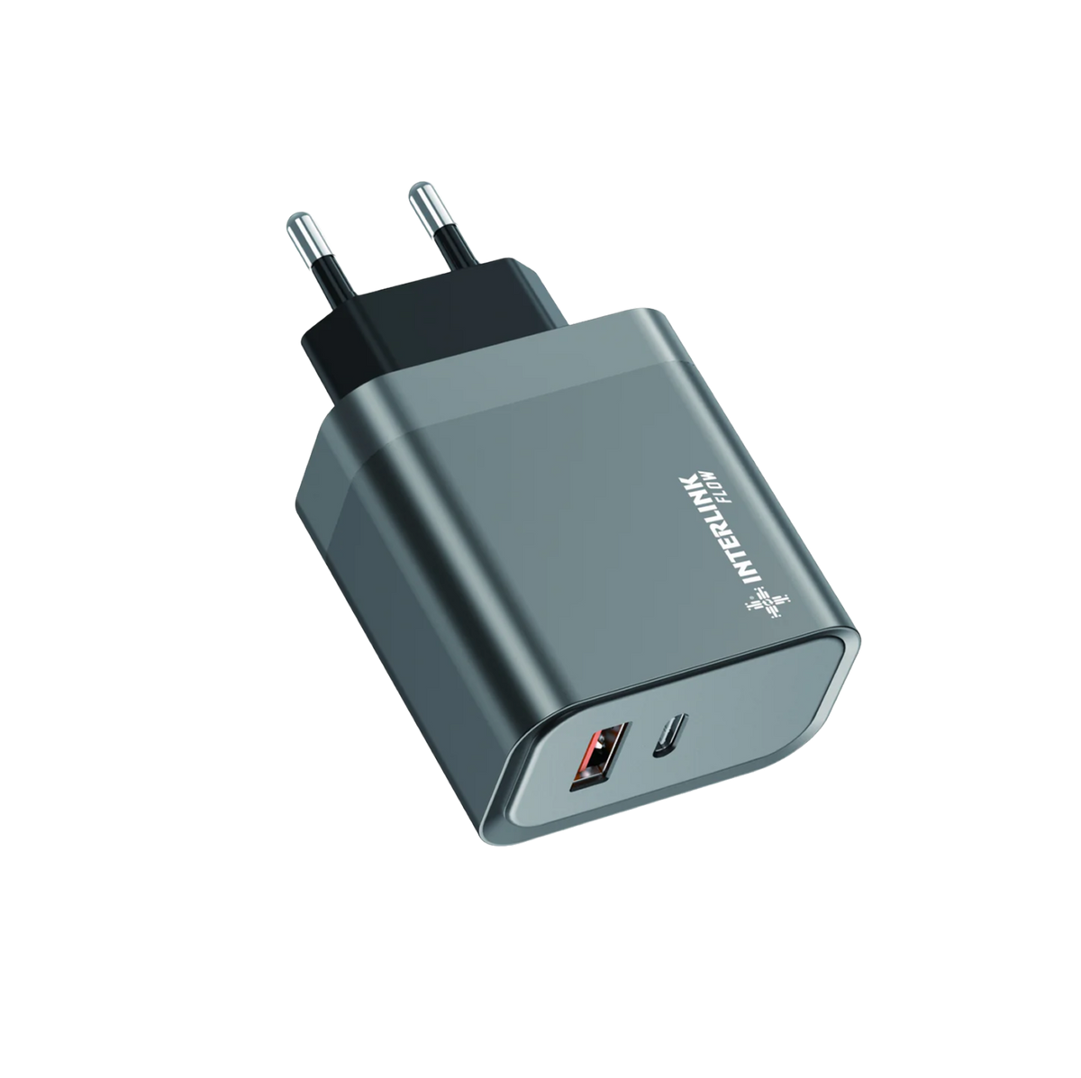 Interlink Flow 35W Dual Port Fast Charging Adapter | Type-C + USB-A | Buy Online in Pakistan
