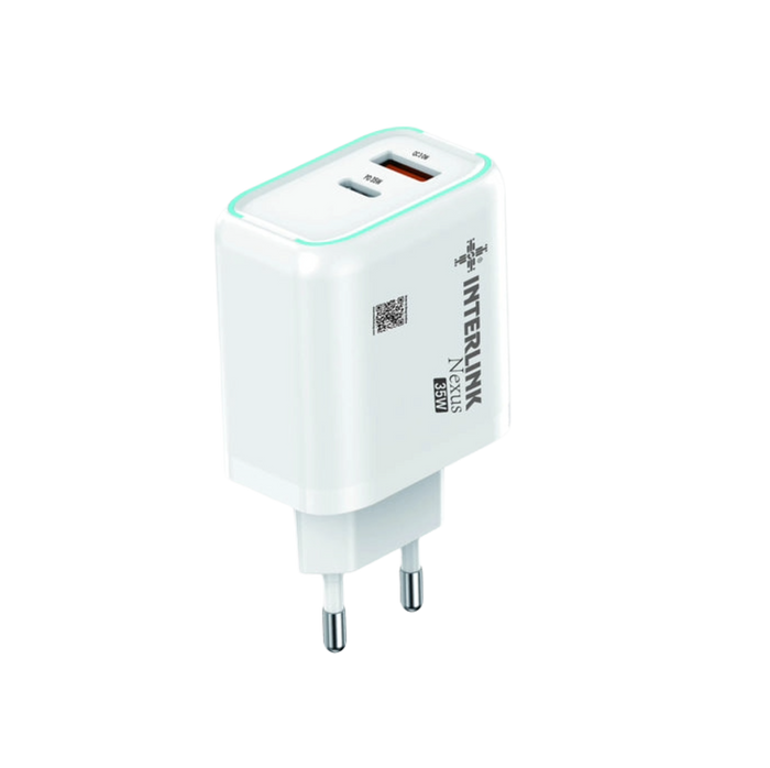 Interlink Nexus 35W Dual Port Fast Charging Adapter | Type-C + USB-A Buy Online in Pakistan