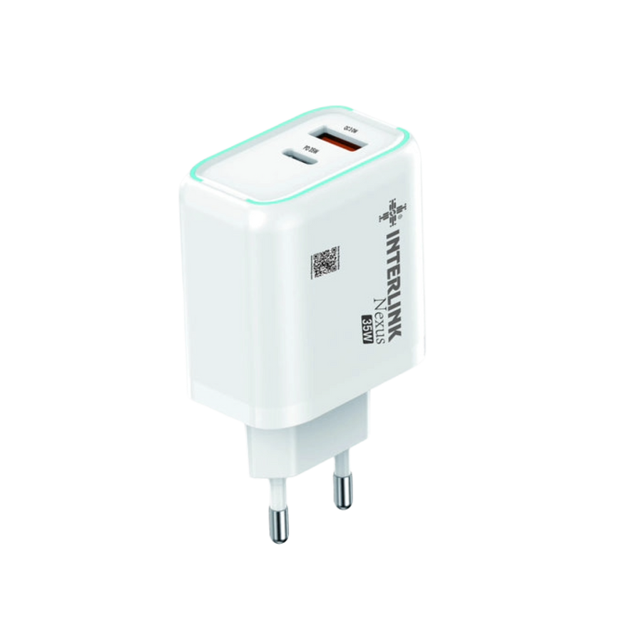 Interlink Nexus 35W Dual Port Fast Charging Adapter | Type-C + USB-A Buy Online in Pakistan