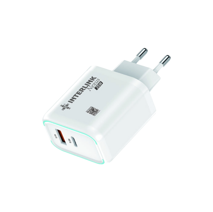 Interlink Nexus 35W Dual Port Fast Charging Adapter | Type-C + USB-A Buy Online in Pakistan