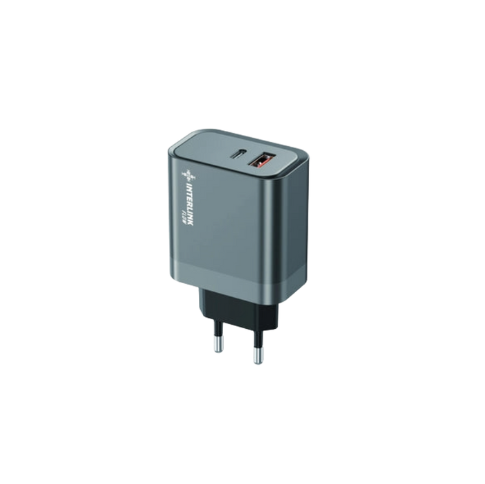 Interlink Flow 35W Dual Port Fast Charging Adapter | Type-C + USB-A | Buy Online in Pakistan