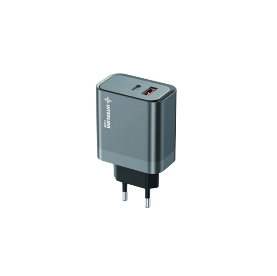 Interlink Flow 35W Dual Port Fast Charging Adapter | Type-C + USB-A | Buy Online in Pakistan
