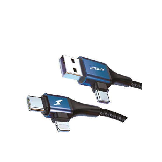 Xtend QC3.0+ 2-in-1 Fast Charging Cable – Type-C & iPhone Compatible Braided USB Cable buy in pakistan