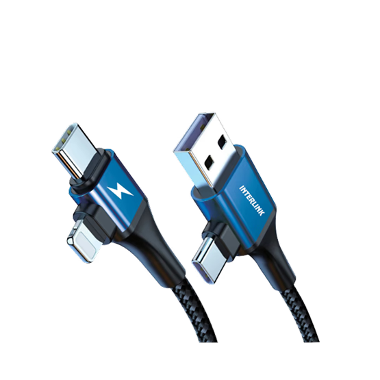 Xtend QC3.0+ 2-in-1 Fast Charging Cable – Type-C & iPhone Compatible Braided USB Cable buy in pakistan