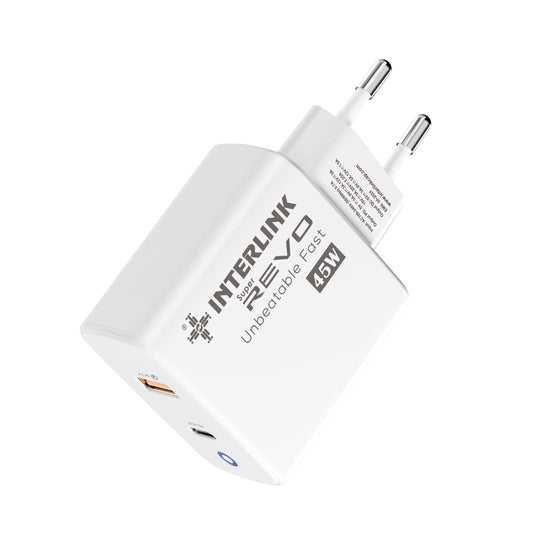 REVO 45W Fast Charger | Dual USB & Type-C for Phone & Laptop/MacBook