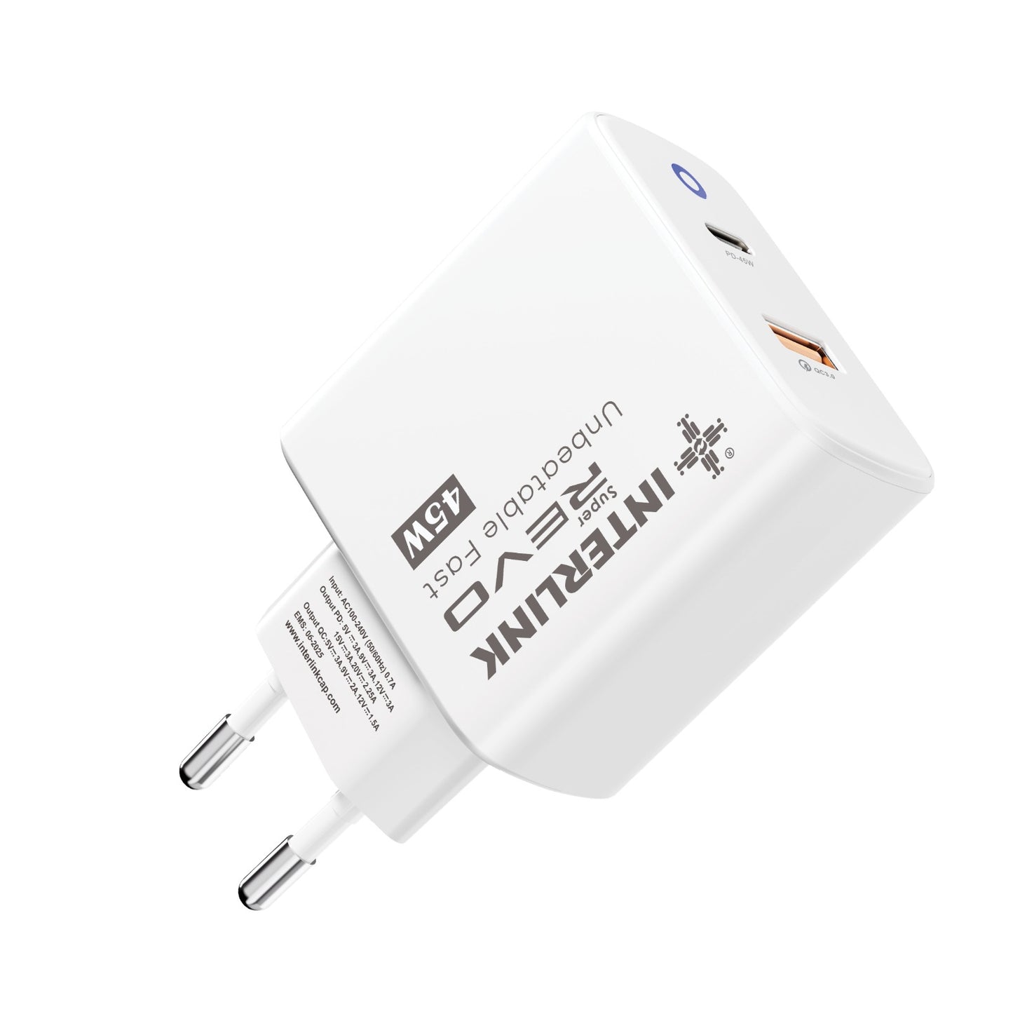 REVO 45W Fast Charger | Dual USB & Type-C for Phone & Laptop/MacBook