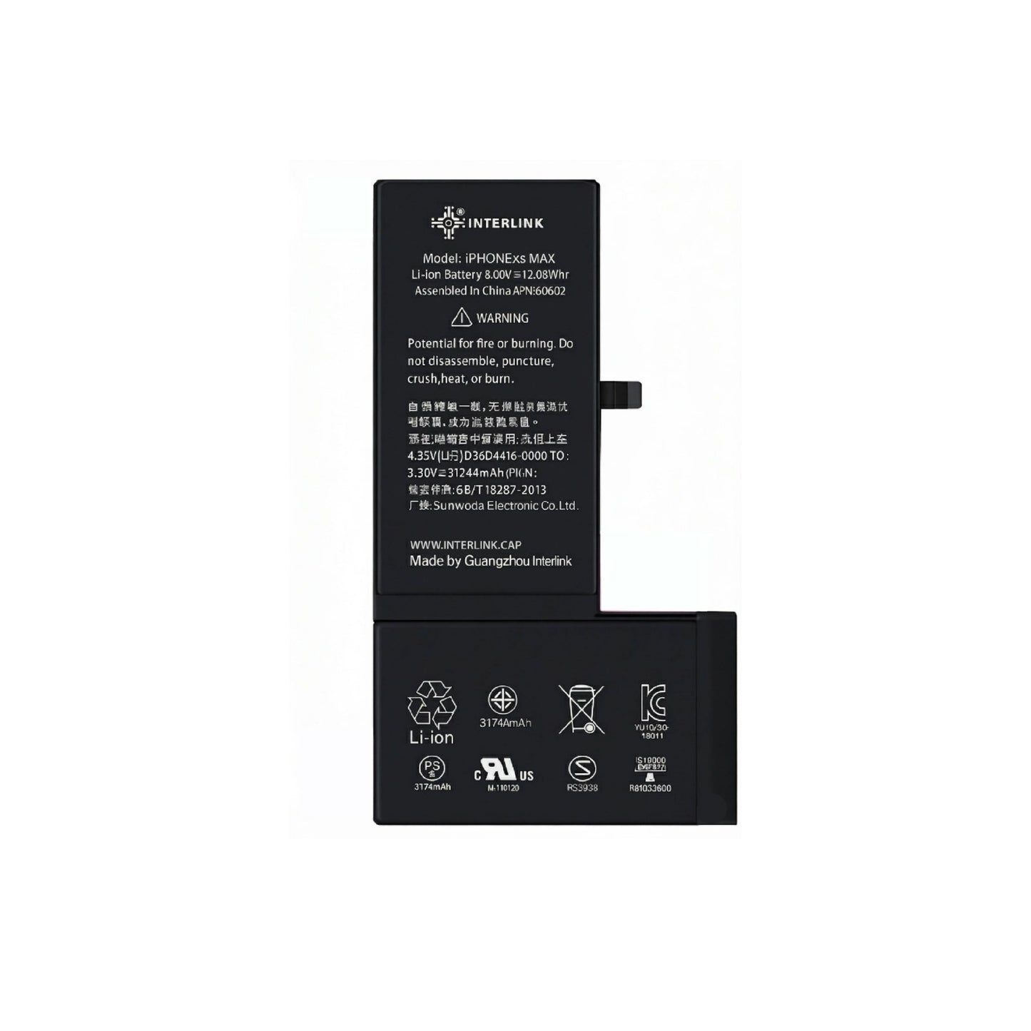 iPhone XS Max Battery 3174 mAh, Original Quality Battery Apple-Grade Cell