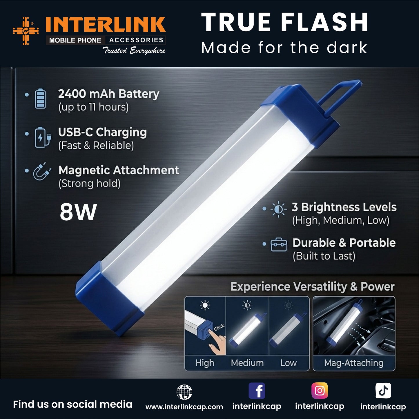 True Flash LED Light 8W – Energy Saving Flash Light for Home and Outdoor Use