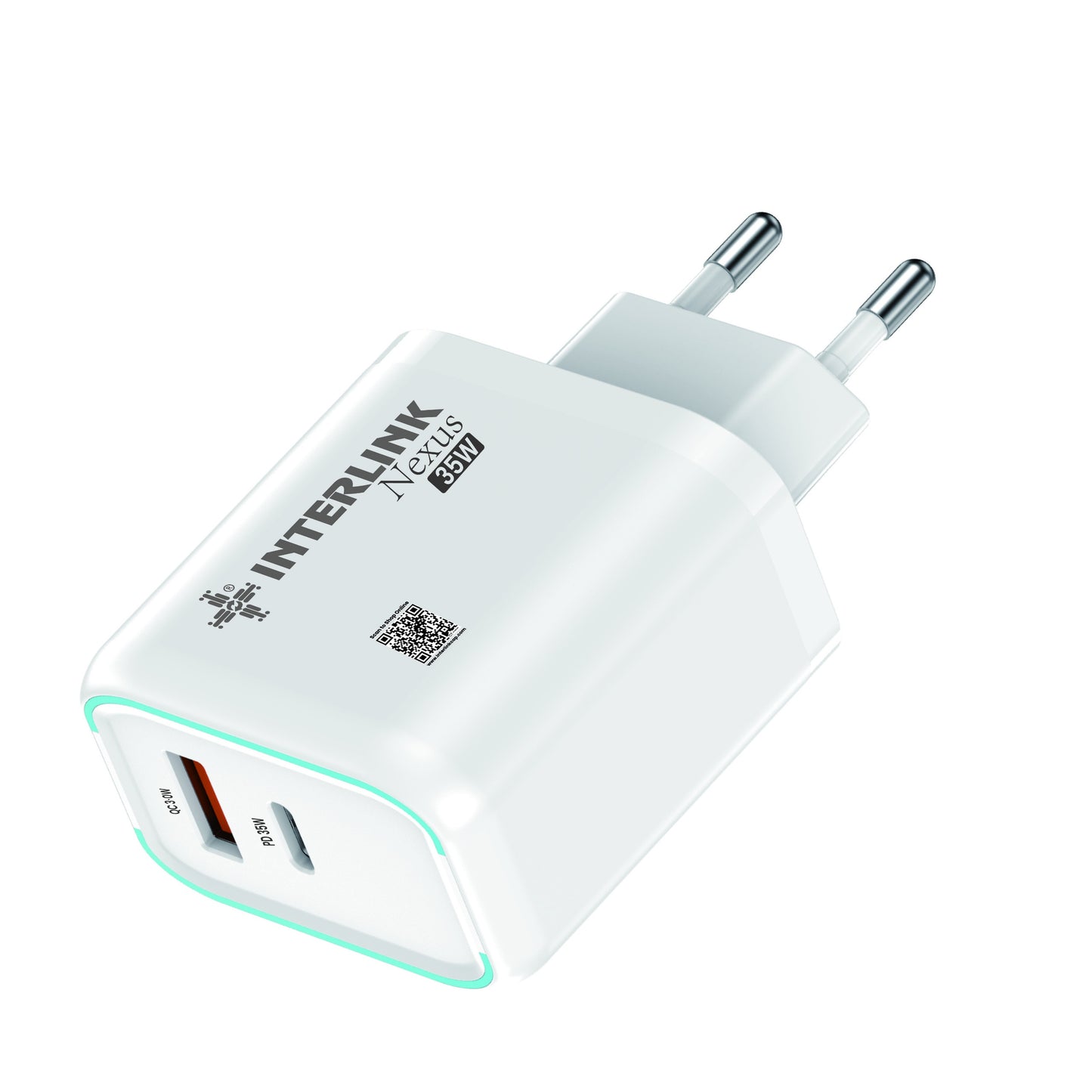 Interlink Nexus 35W Dual Port Fast Charging Adapter | Type-C + USB-A Buy Online in Pakistan