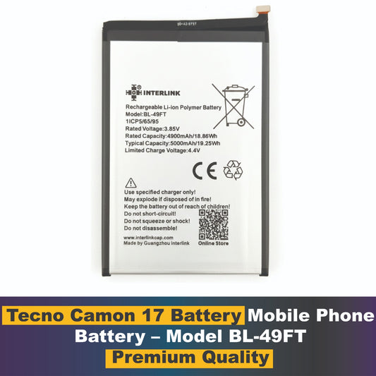Tecno Camon 17 Battery – Model BL-49FT Compatible with CG6/ CG7