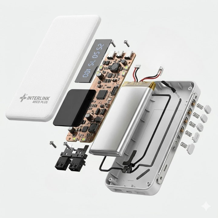 RECO PLUS 10000mAh Power Bank – 3 Built-in Cables & LED Display