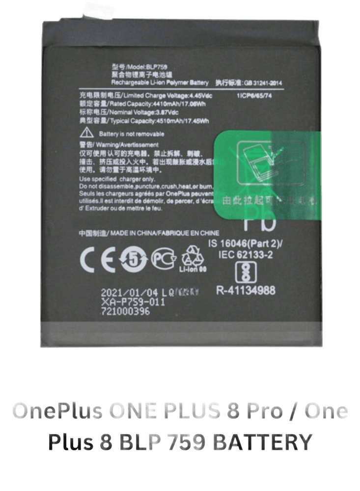 OnePlus 8 Pro – Model BLP-759 Mobile phone battery | Buy Online In Pakistan