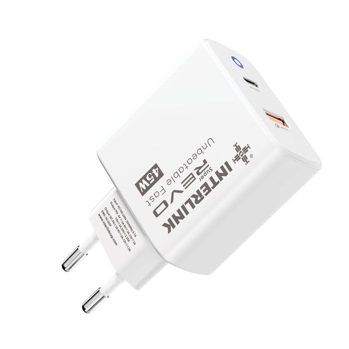 Interlink REVO 45W Fast Charger — Dual USB-C & USB-A | Buy Online Pakistan